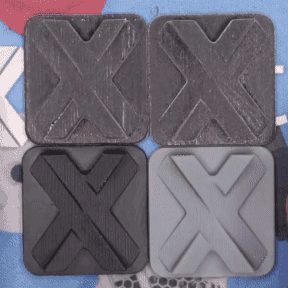 3D printed rubber Xometry logos
